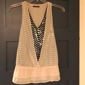 Racerback silk & sequin top